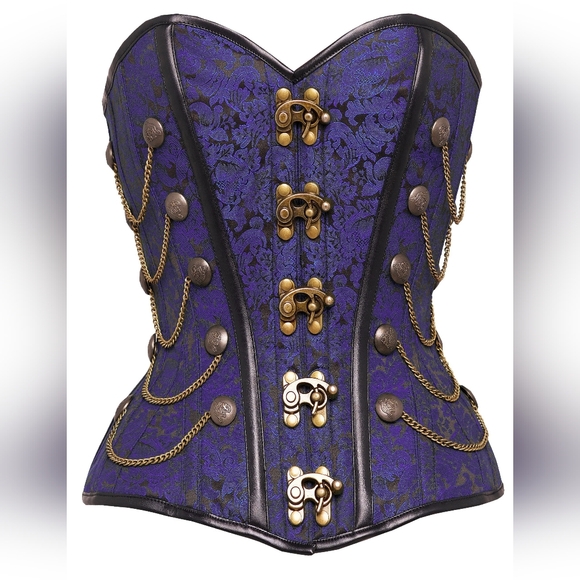 Corset Story Tops - Corset Story Purple Steampunk Corset With Chains